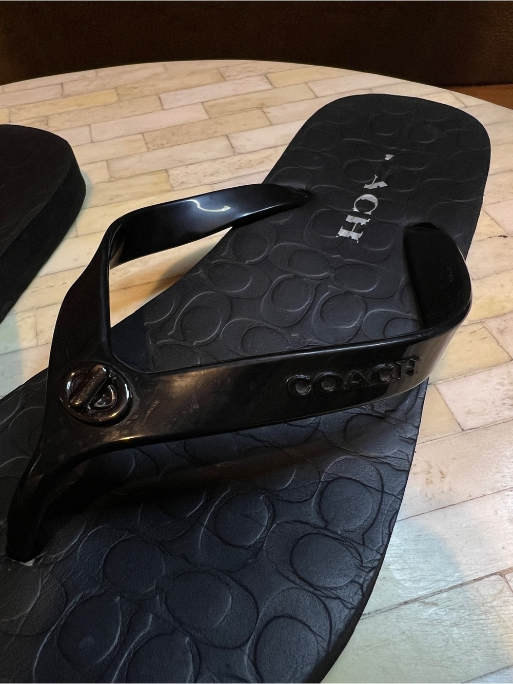 Coach Black Women's Flip Flop Sandals - Classic Gloss Strap - Picture 6 of 6